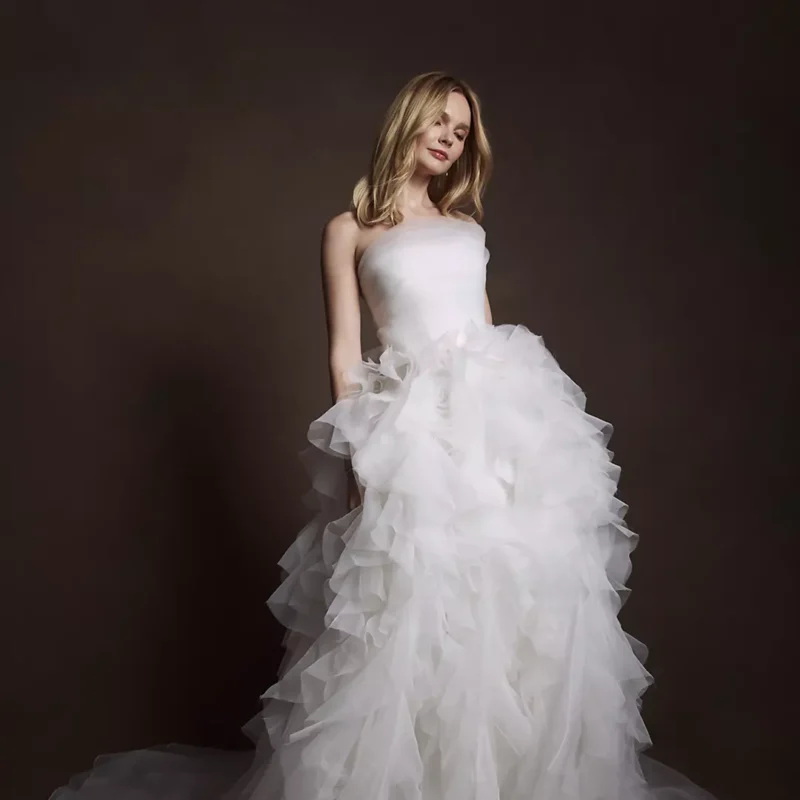 Strapless Wedding Gown With Spiral Ruffle Skirt