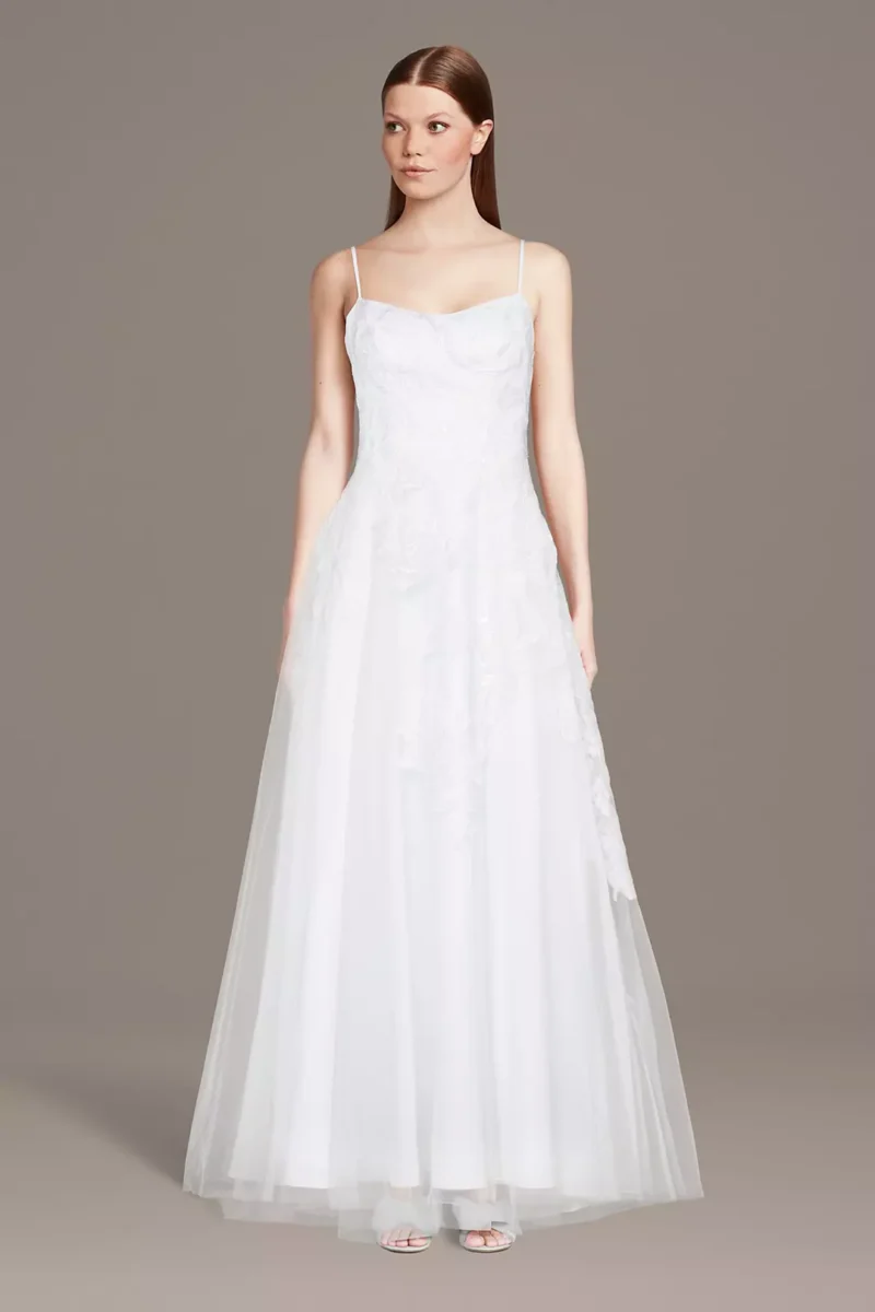 Floral Tulle Low-Back A-Line Wedding Dress