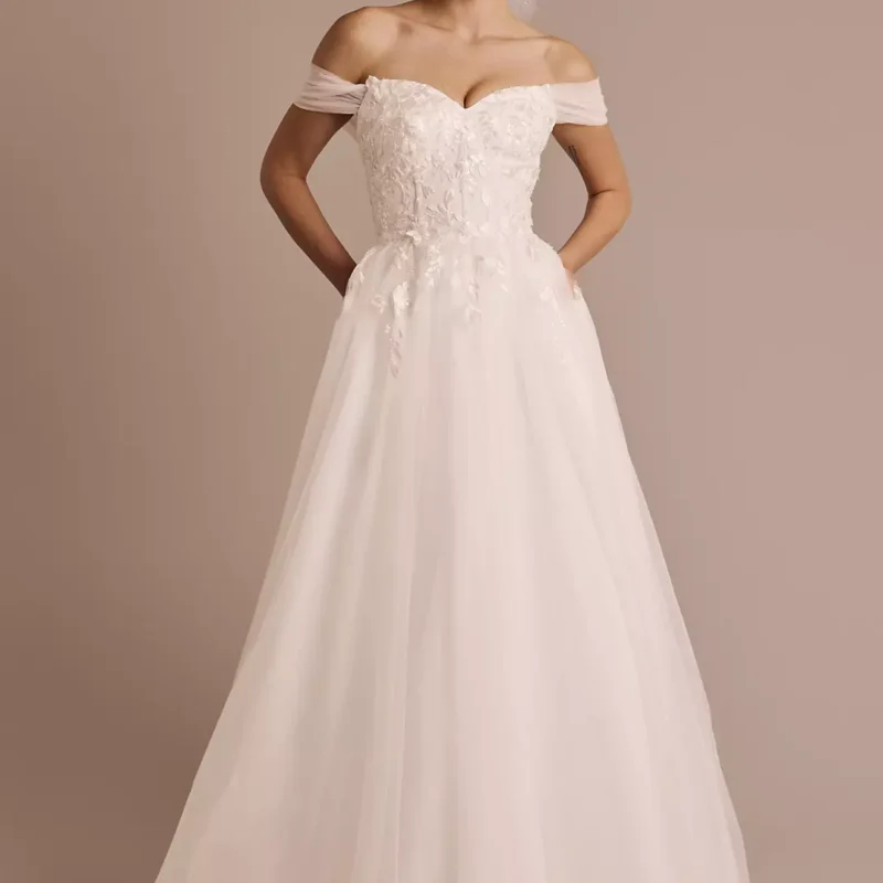 Applique Ball Gown Off-the-Shoulder Wedding Dress