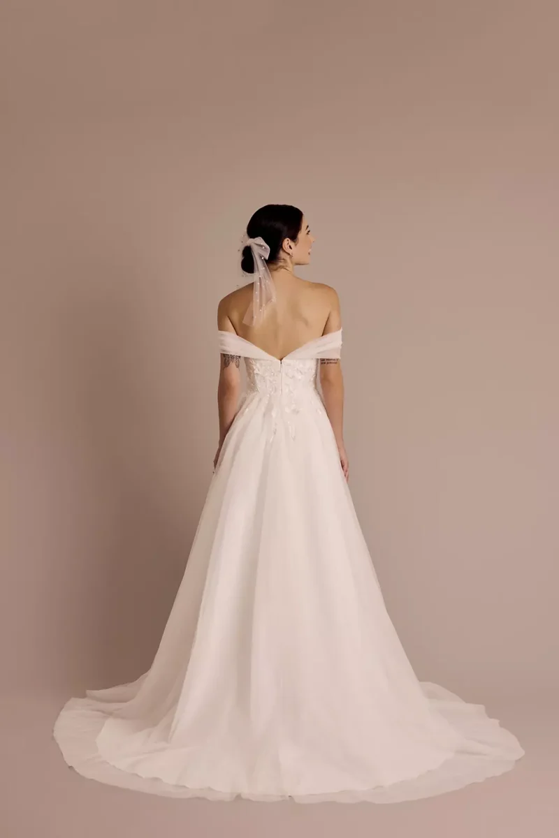 Applique Ball Gown Off-the-Shoulder Wedding Dress - Image 2