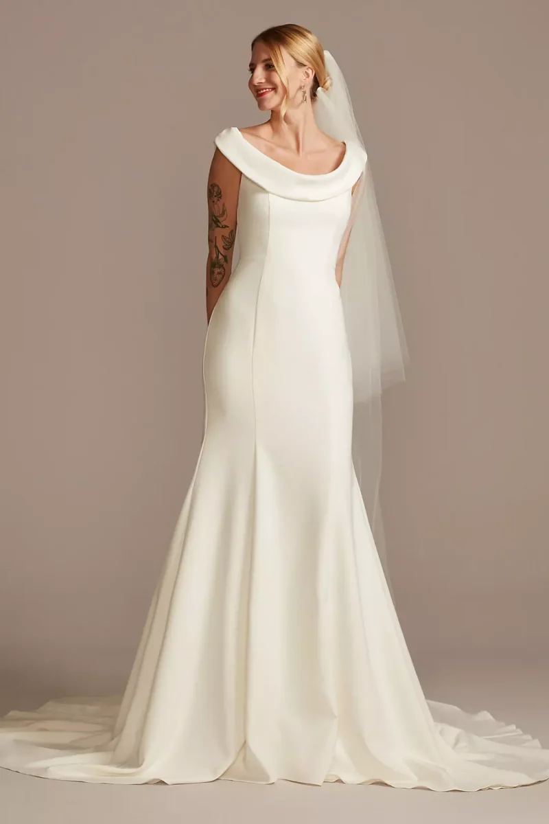Crepe Off-the-Shoulder Mermaid Dress