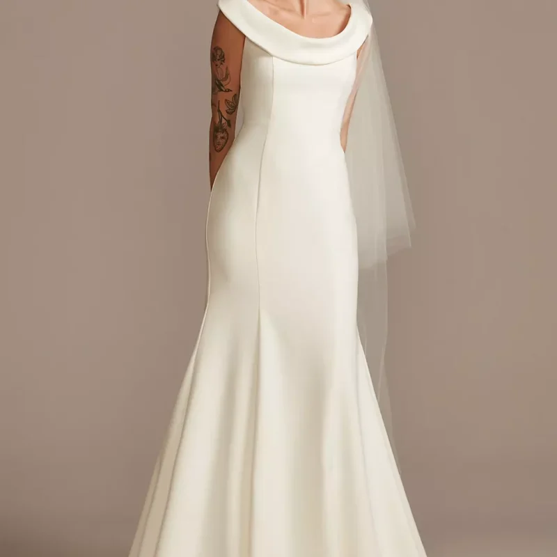 Crepe Off-the-Shoulder Mermaid Dress