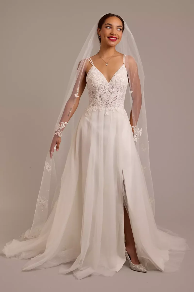 Beaded Bodice Wedding Dress with Tulle Skirt
